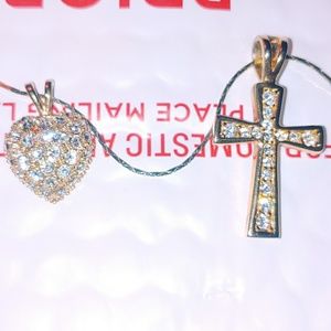 Necklace with Heart and Cross Pendants